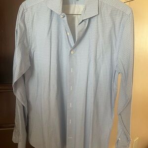 Express Blue Casual Button Down Shirt